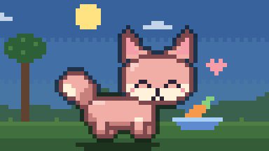 A pet eating its favorite snack, with hearts.